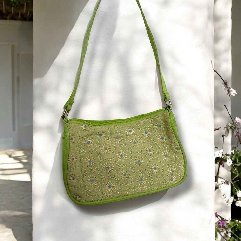 Floral Fairycore Green Shoulder Bag canvas